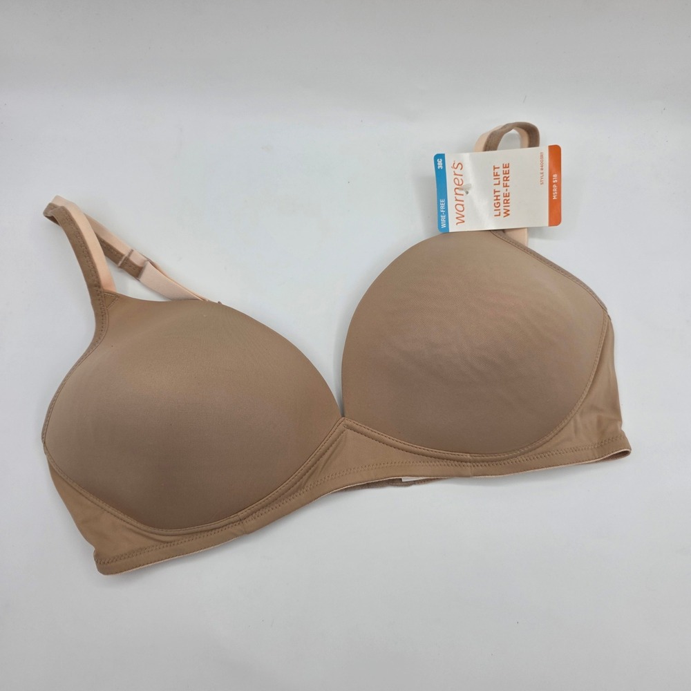 Warners Light Lift Wire-Free Bra Tan Nude Womens 38C